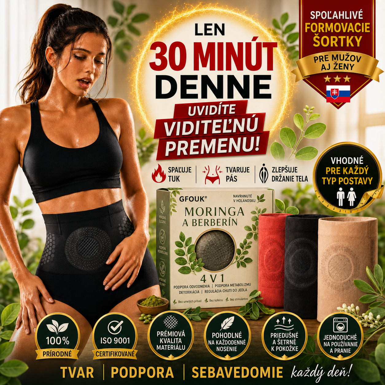 🪅🧵GFOUK® 2026 Prírodná bylinná vylepšená verzia |🎁 4 v 1 formujúce šortky s moringou, berberínom a mikročiasticami