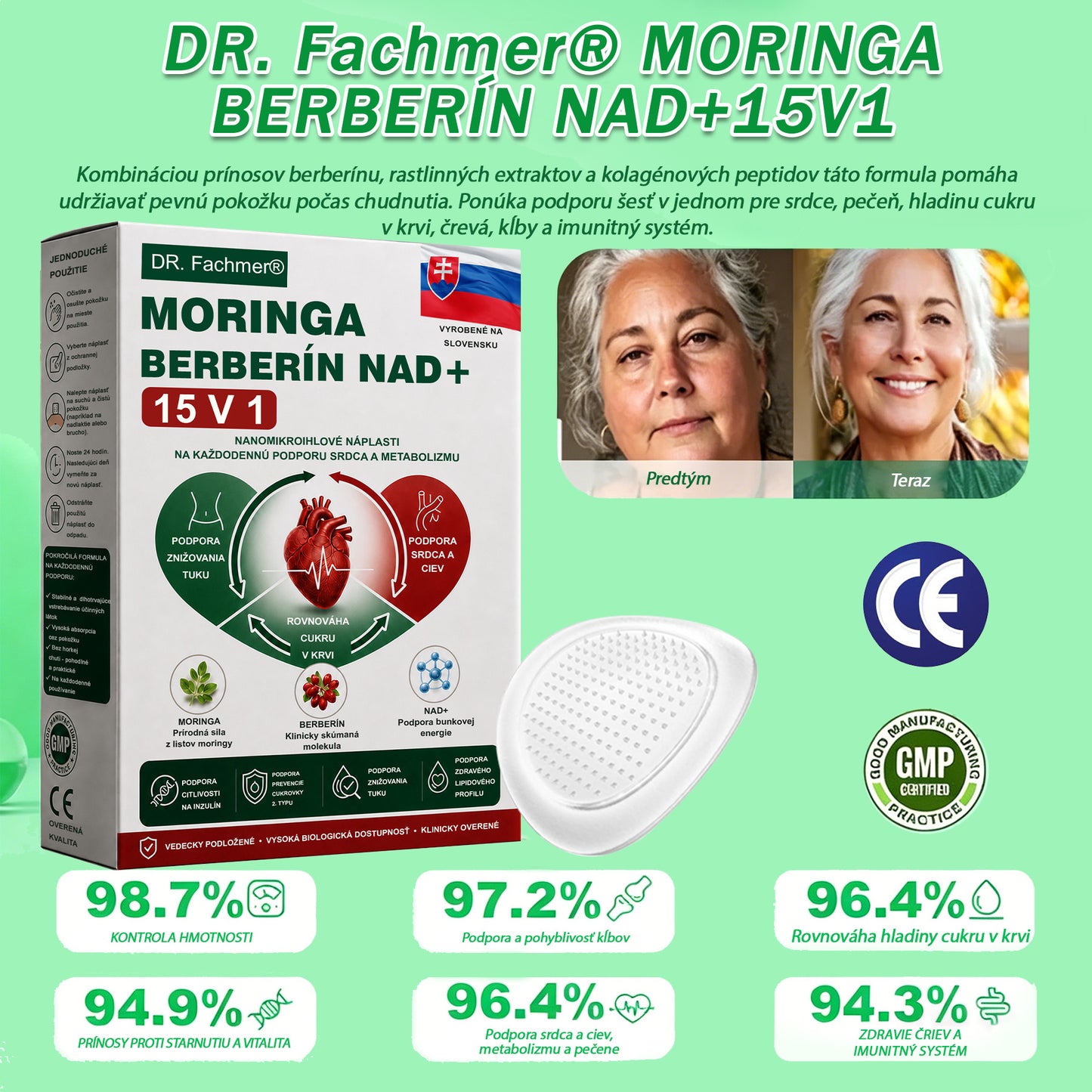 🏆DR.Fachmer® Moringa Berberine NAD+ 15-v-1 Nano-mikroihličková náplasť | Nová generácia starostlivosti o telo s pokročilým nano zložením