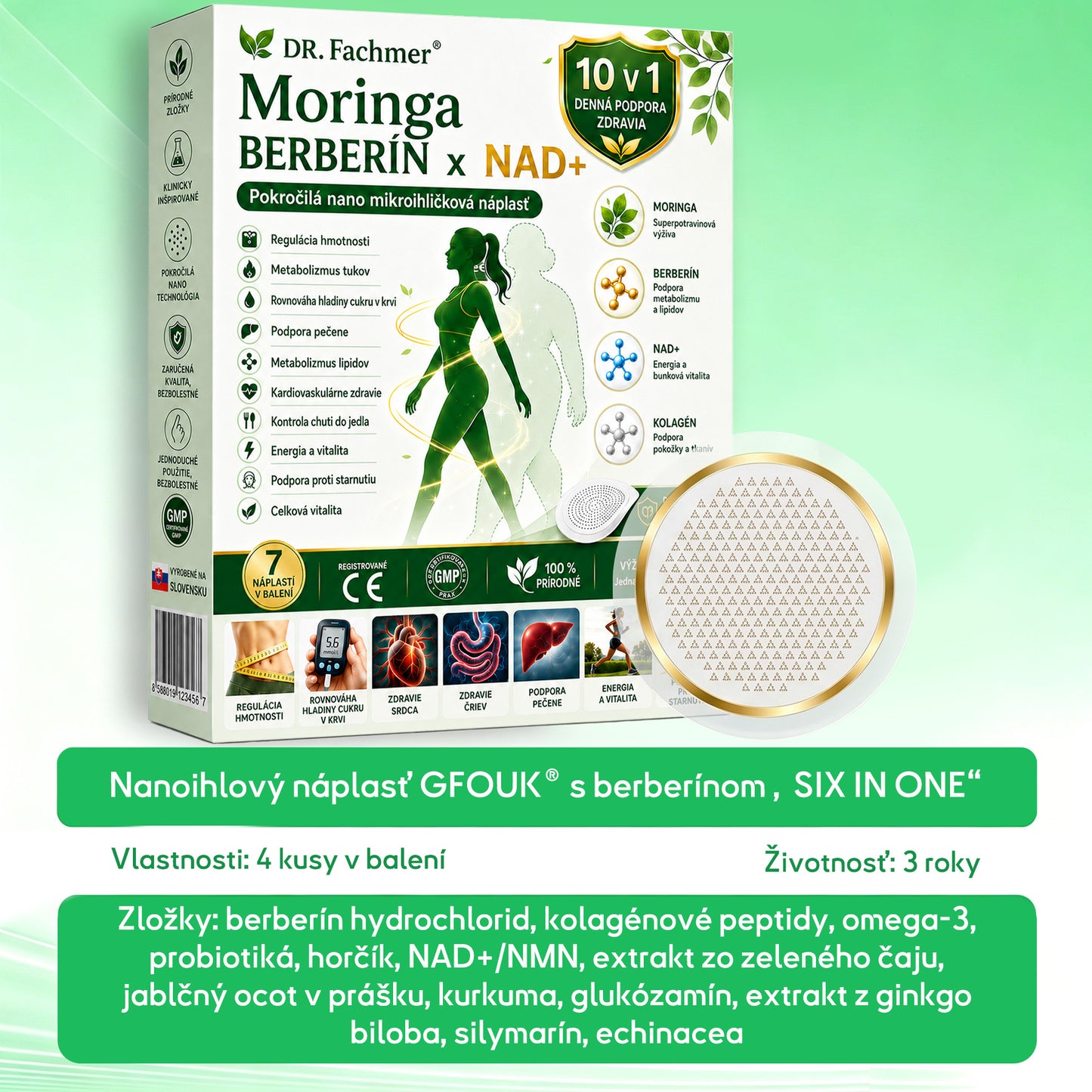 💛DR.Fachmer® Moringa Berberine NAD+ 15-v-1 Nano-mikroihličková náplasť | Nová generácia starostlivosti o telo s pokročilým nano zložením 💛