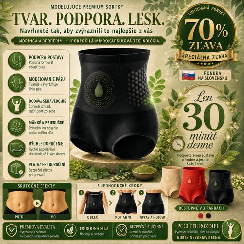 💖💖 GFOUK® 2026 Prírodná bylinná vylepšená verzia | 4 v 1 formujúce šortky s moringou, berberínom a mikročiasticami